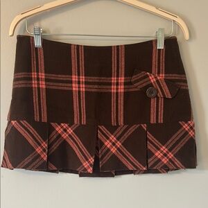 Plaid Brown and Coral Women's Skirt